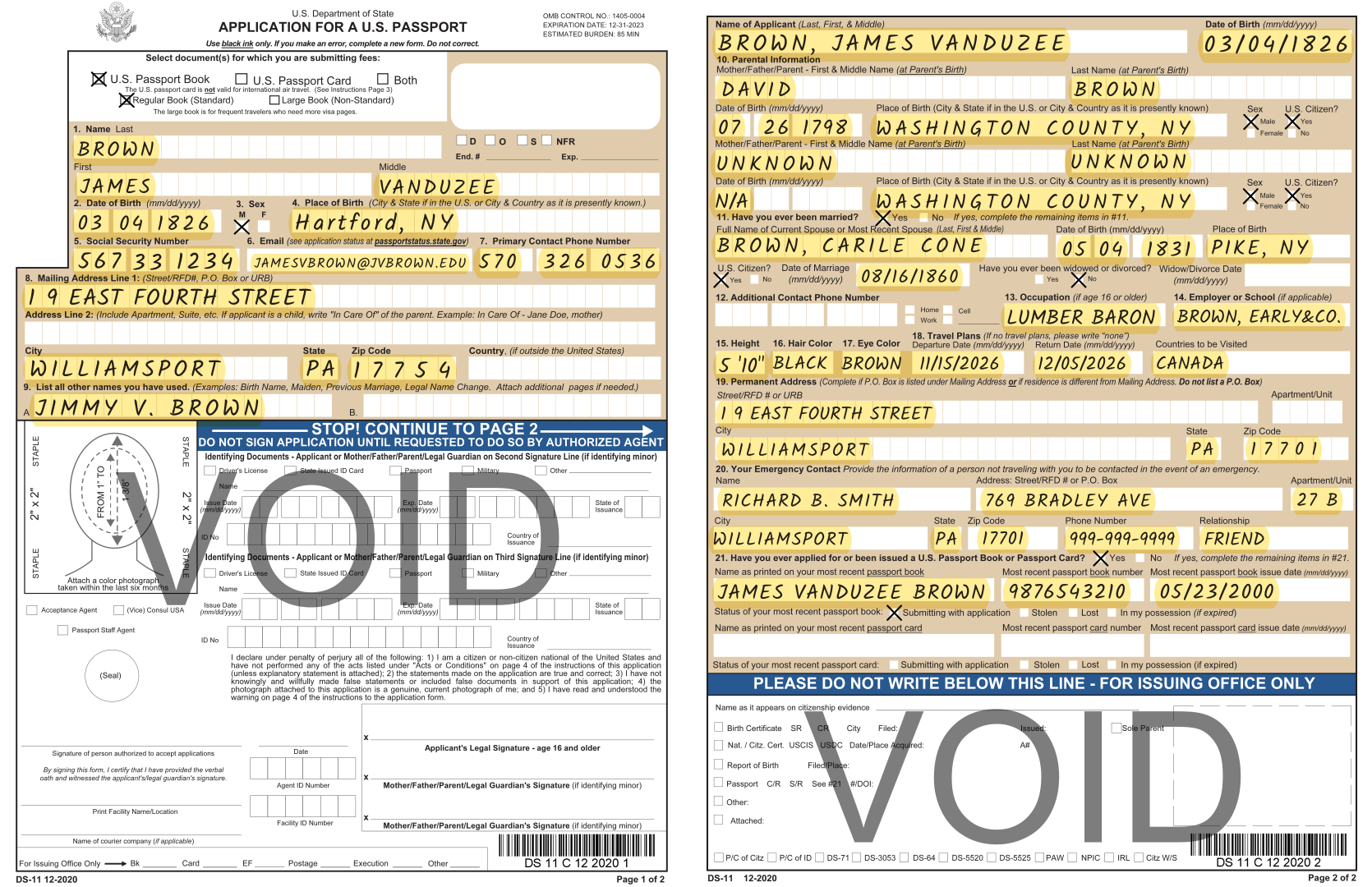 Child Passport Application Example