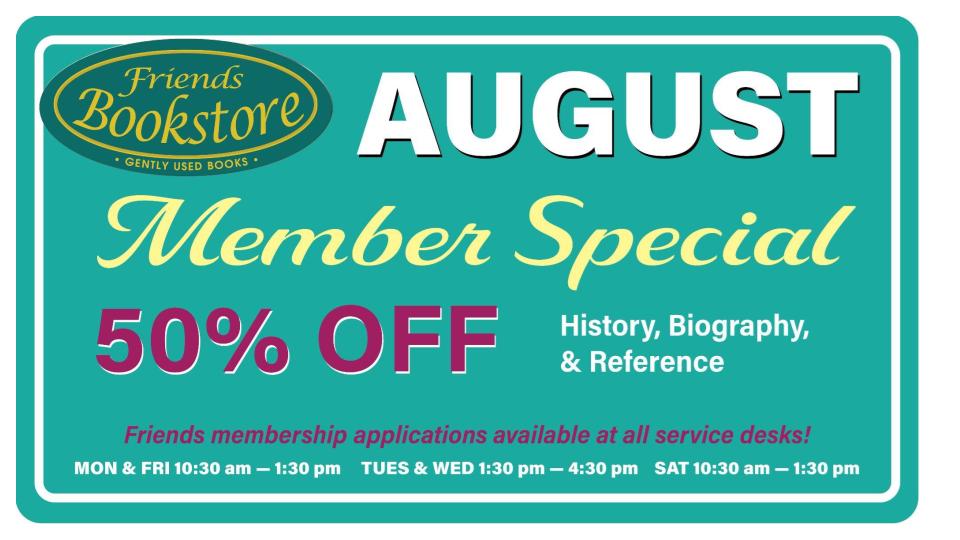august friends bookstore member special