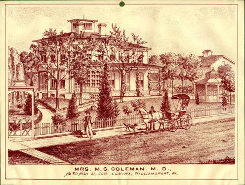 historical drawing of margaret coleman's residence