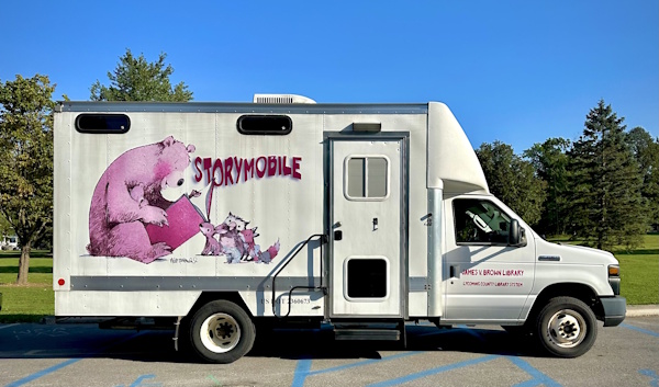 side view of the j v brown storymobile