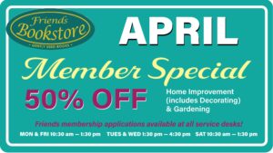friends of the library specials for april